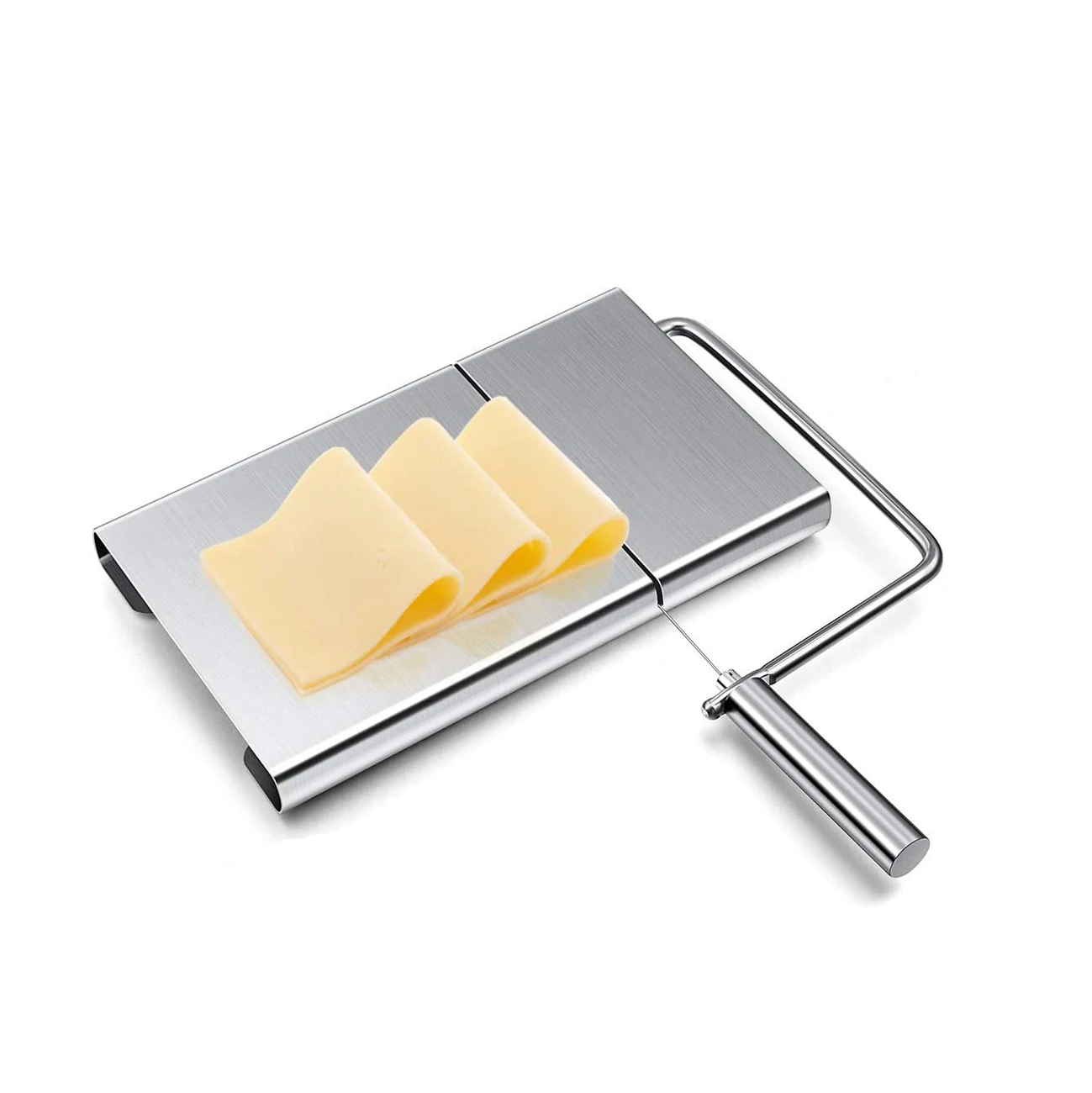 

Perfect for Hard and Semi Hard Cheese Butter Stainless Steel Cutter with Wire Cheese Board Slicer, Silver