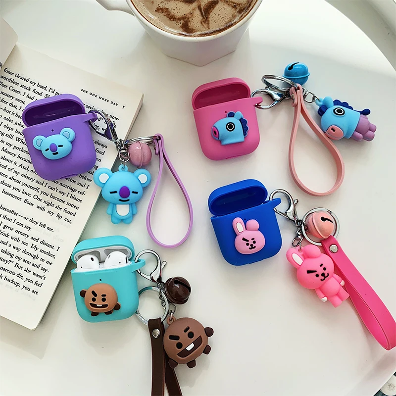 

BOORUI cute cartoon earphone cover for airpods case silicone fashion with keychain doll toy protect cases for airpods pro 1/2, 7 different styles