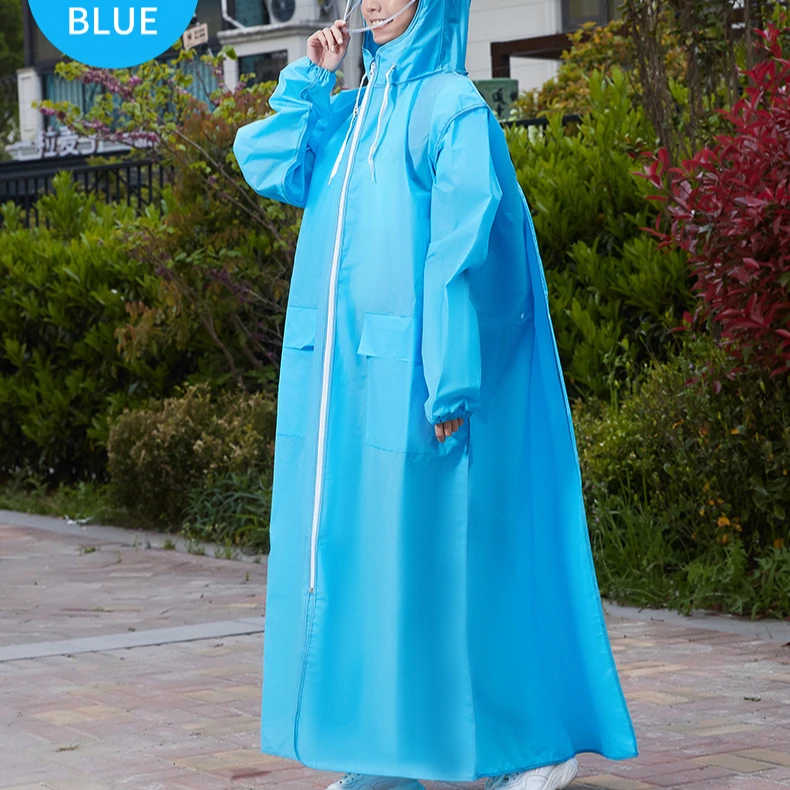 

High quality rain coat poncho customized logo printed long reusable PVC EVA PU PE waterproof raincoat for women