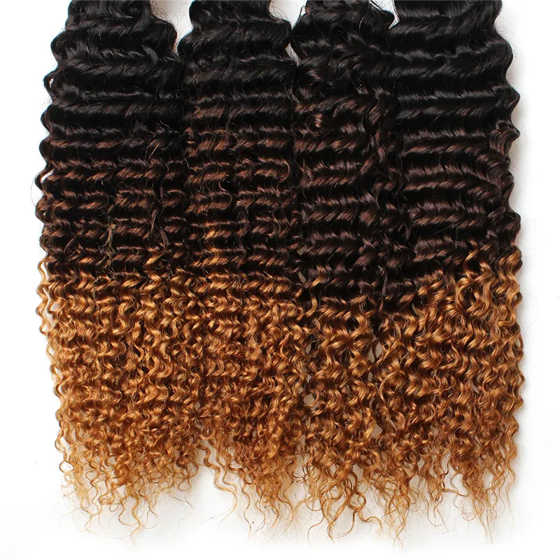 

96 HO KC hot sale infinityer Dropship wholesale Virgin Brazilian vendor Kinky curly 3 tone Ombre Human hair extension bundle