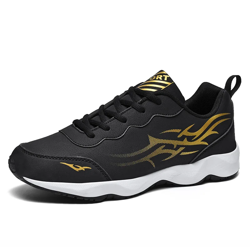 

Sport Fashion Pu Leather Shoes Flat Casual Black Shoes For Men