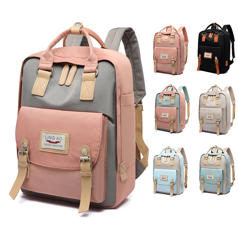 

LINGAO 2021 New Customized Stylish Funny Pink Teenager Book Bag Different School Bag Backpack For Girls, Black, beige, gray, blue, pink, purple, orange,customized