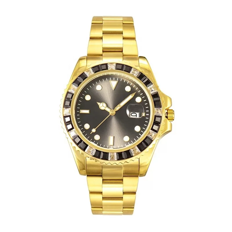 

High Quality Fashion Gold Plated Wrist Luxury Mens Diamond Iced Out Custom Logo Quartz Watch For Men