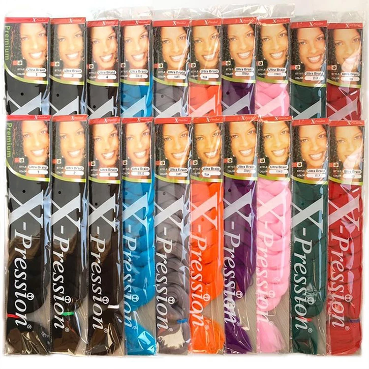 

Jumbo Hair Braid Synthetic Braiding Hair Extension 41 inch Xpression Jumbo Hair Braids, Black brown red pink purple