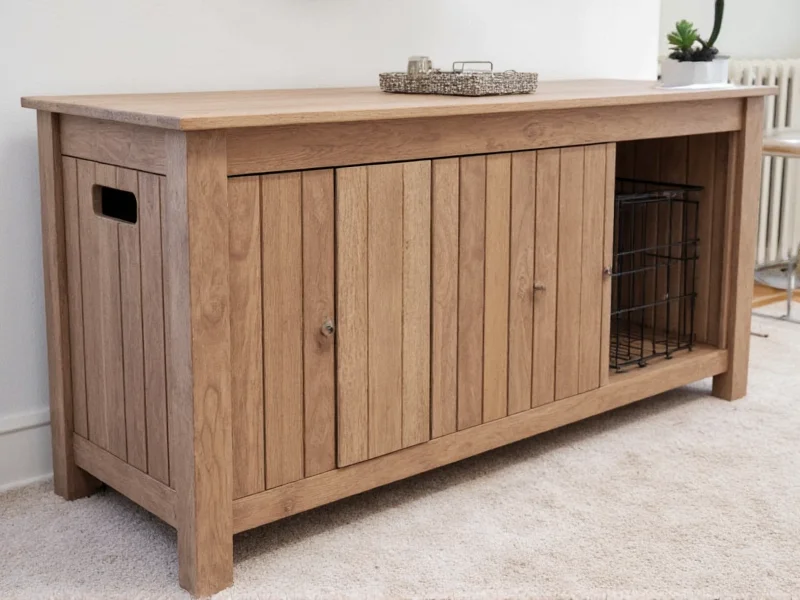 Image showcasing DIY Dog Crate Console Table with Hidden Storage