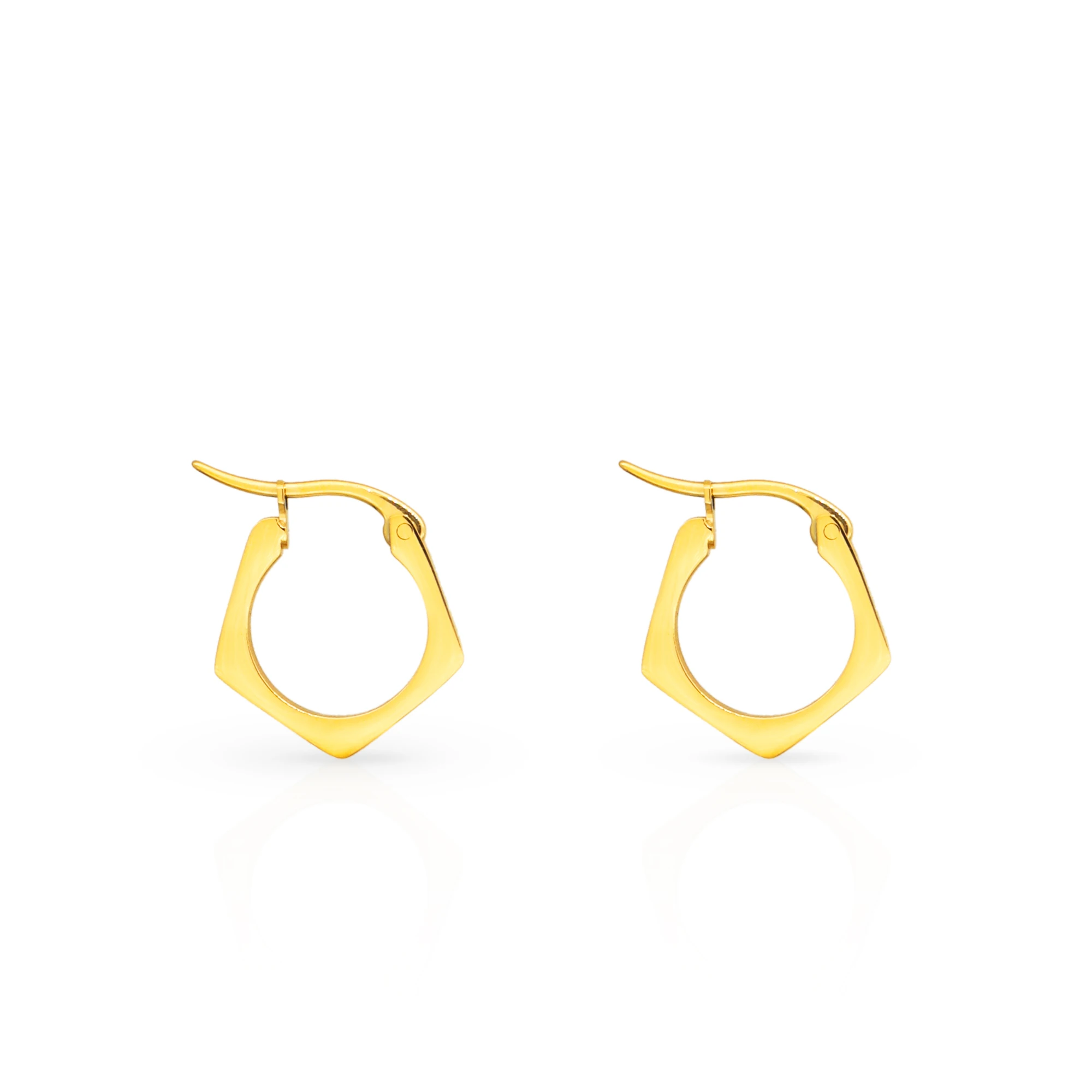 

Chris April in stock 316L Stainless Steel PVD plated minimalist pentagong hoop earrings