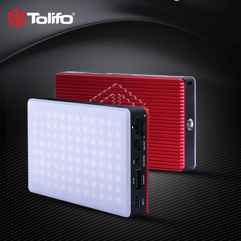 

TOLIFO Newest Mini Studio Light 96 SMD LED HF-96B Built-in battery CRI95 LED Photo Light for Phone Vlog Youtube