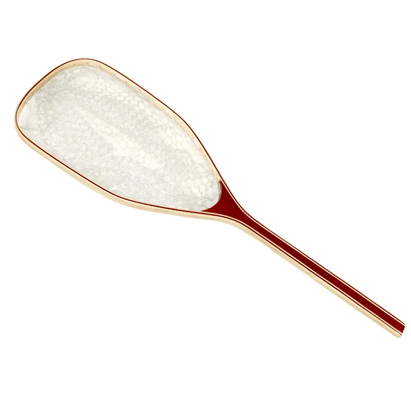 

Factory direct light weight wooden bamboo frame  gelatinize Landing Net, White