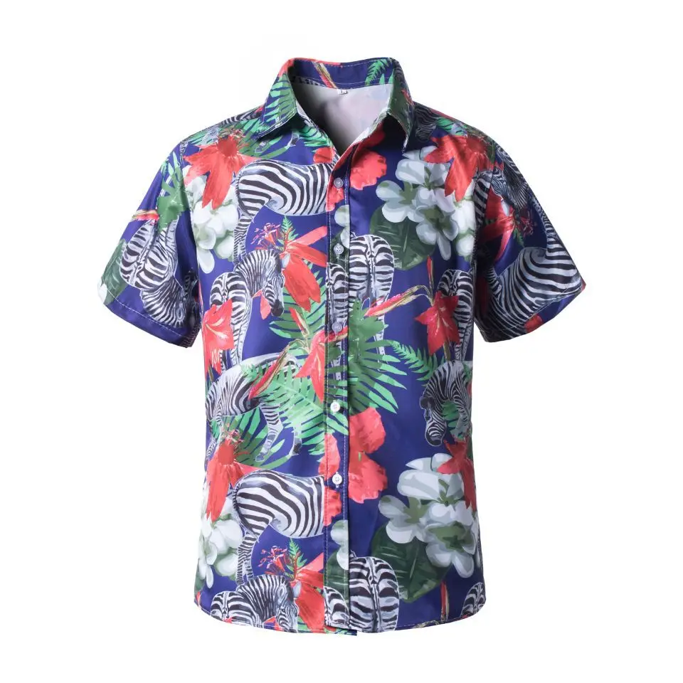 

New Arrival High Quality Men Casual Summer Hawaiian Aloha Shirt Summer Short Sleeve Button Down Dress Shirt for Beach