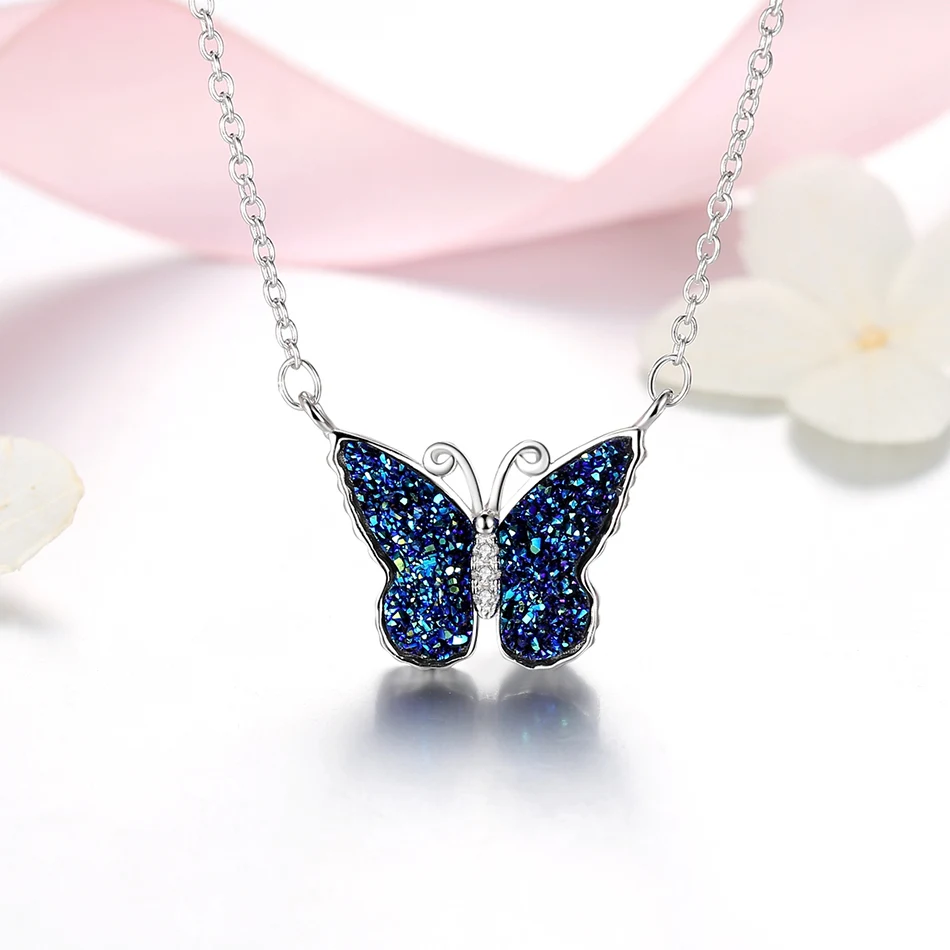 

Forewe Luxury 925 Sterling Silver Butterfly Pendant Necklace female accessories Silver Jewelry