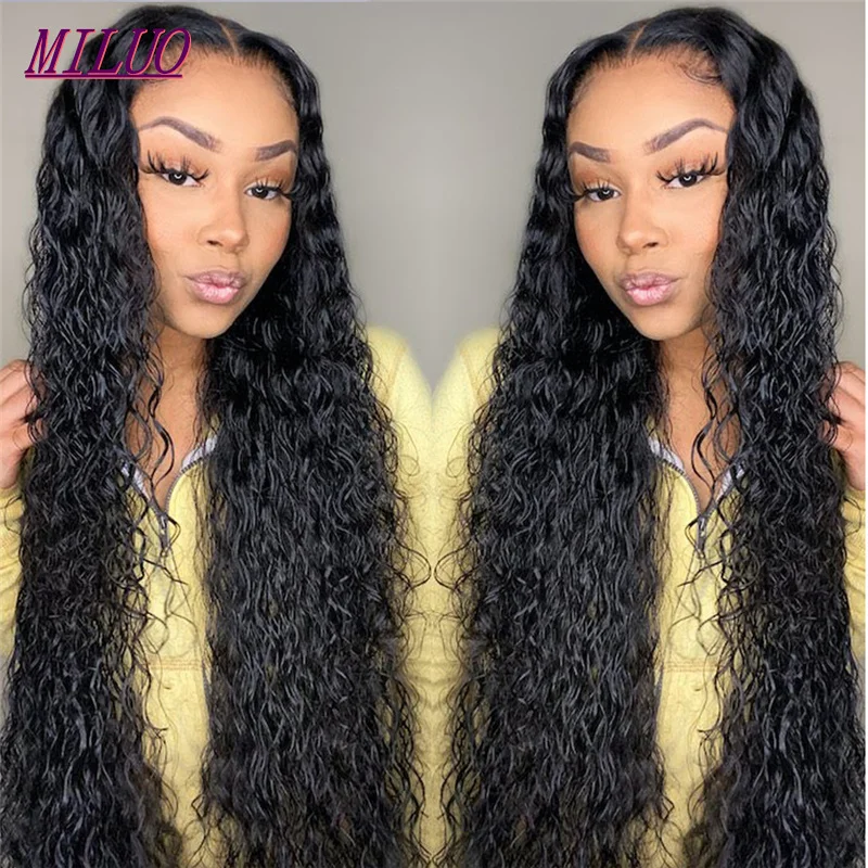 

Transparent Lace Frontal Wigs Water Wave Lace Front Wig 180 Density Remy Brazilian Wet And Wavy Curly Human Hair Wigs For Women