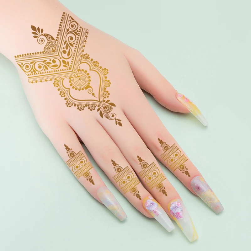 

Henna Tattoo Stickers Gold Waterproof Nontoxic Long Lasting Metallic Gold Henna Sexy temporary tattoo paper