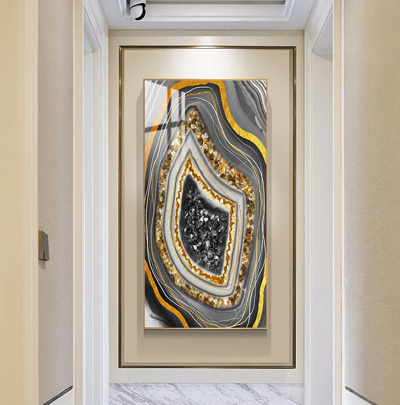 

Luxury Marble Texture Abstract Crystal Porcelain Painting Wall Art For Home Decor