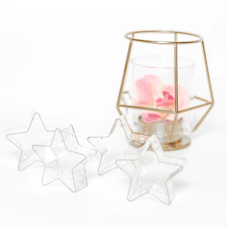 

China luxury star shape clear plastic tealight candle holder