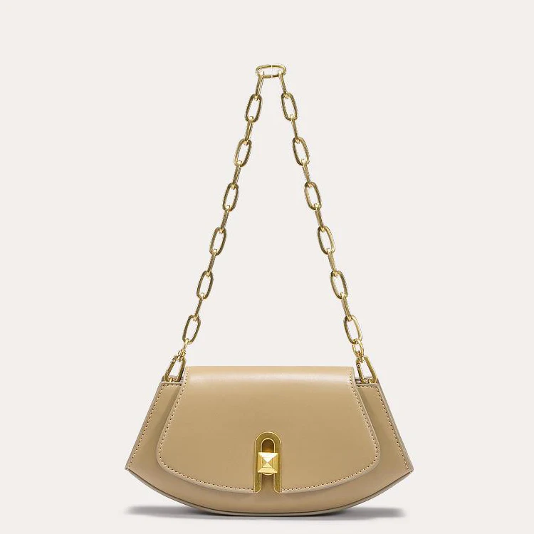 

Pu leather fan-shaped crossbody bag elegant chain shoulder strap mini handbag girl crossbody bag