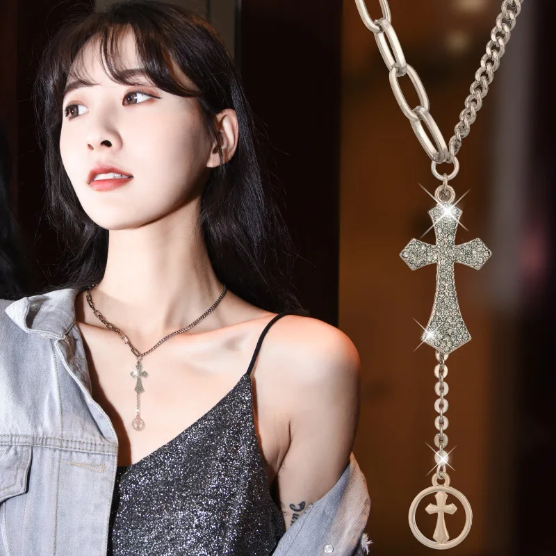 

Cross diamond necklace collarbone chain women's fashion short sweater pendant necklace jewelry