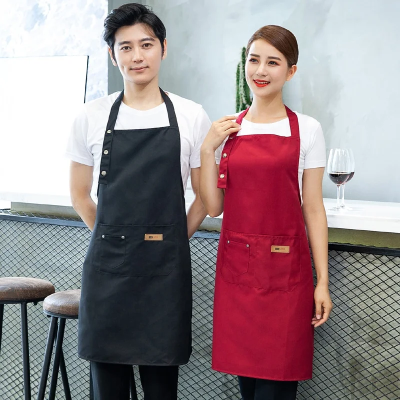 

Waterproof apron printing custom logo fashion cute kitchen cooking restaurant waiter milk tea overalls apron with pocket, Choose