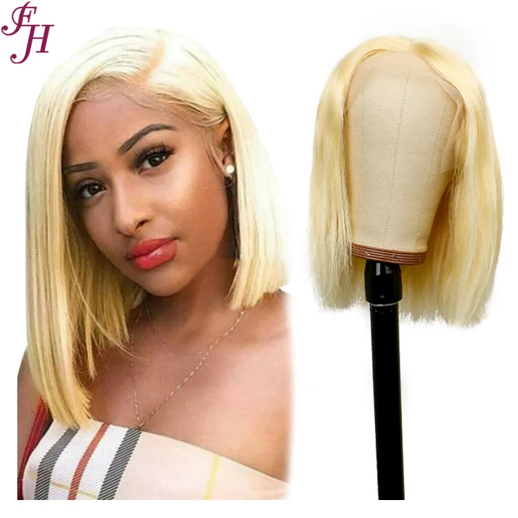 

FH ready to ship 613 blonde straight bob wig 13x4 lace frontal hair wig transparent lace frontal bob wig