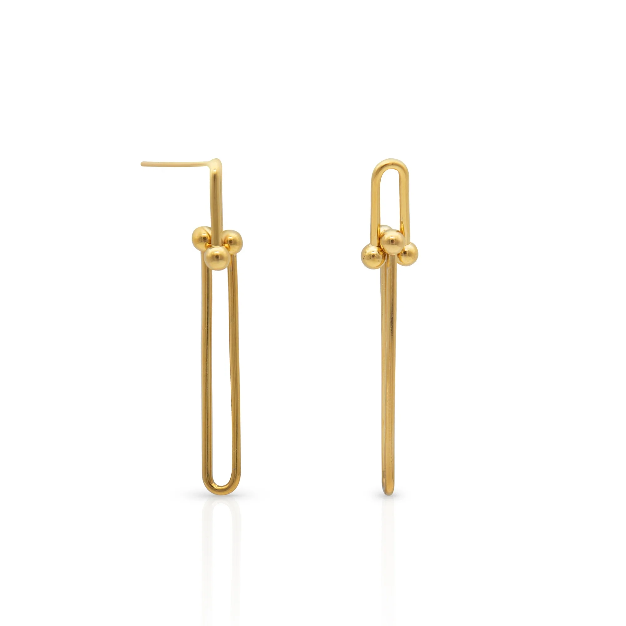 

Chris April fashion jewelry 316L stainless steel PVD gold plated double U drop earrings for women