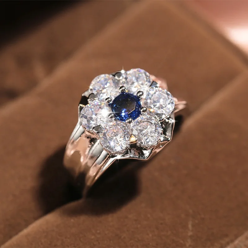 

Fashion ring with sapphire flower shape fine Jewelry rings for women anniversary banquet gifts