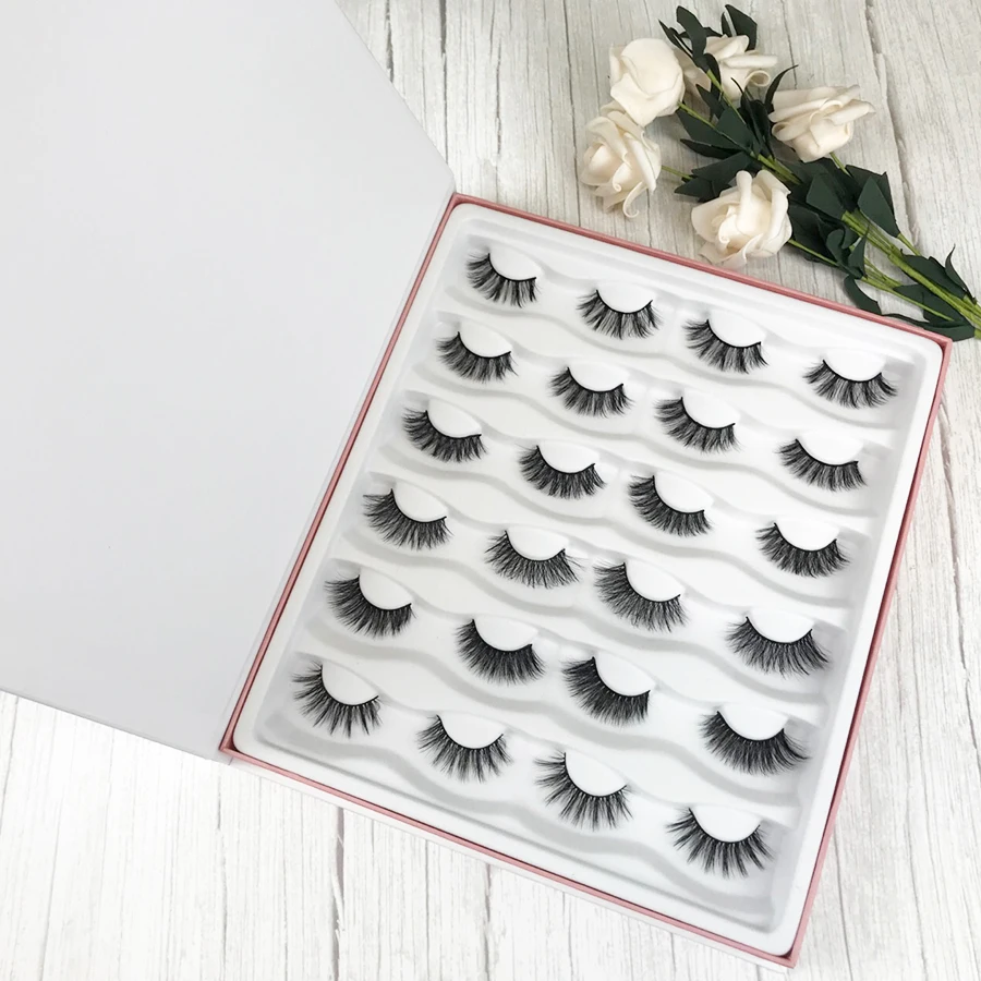 

Wholesale White/Pink/Black Private Label Single Lash Package 6 Pairs Lashes Book 12 Pairs Lash Boxes