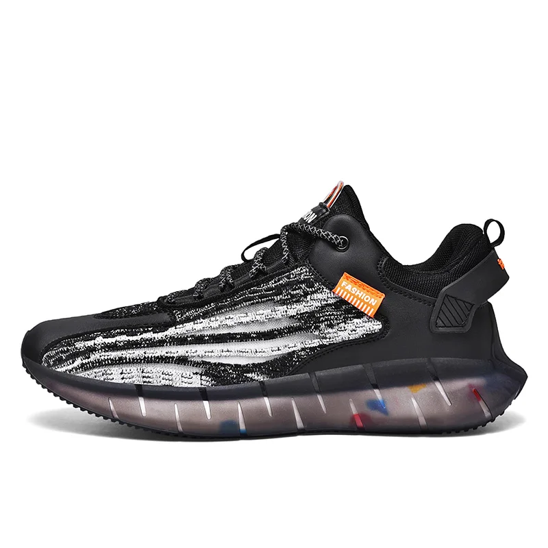 

2021 hot sale Jinjiang Manufacturer wholesale knitted upper reflective sneakers for men sports shoes for men, Black,white gray,white black,apple green,orange