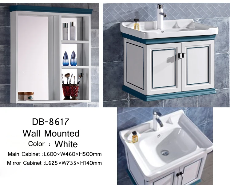 Ready Made Waterproof Wash Basin Bathroom Cabinet Furniture Set