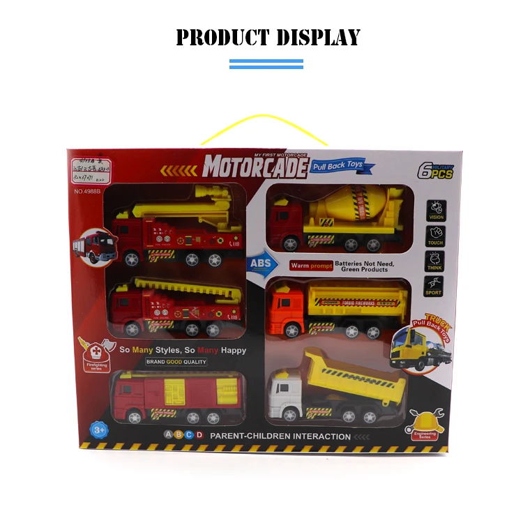 2021 Best selling toy fire truck plastic construction vehicle sets high quality pull back toys truck for kid