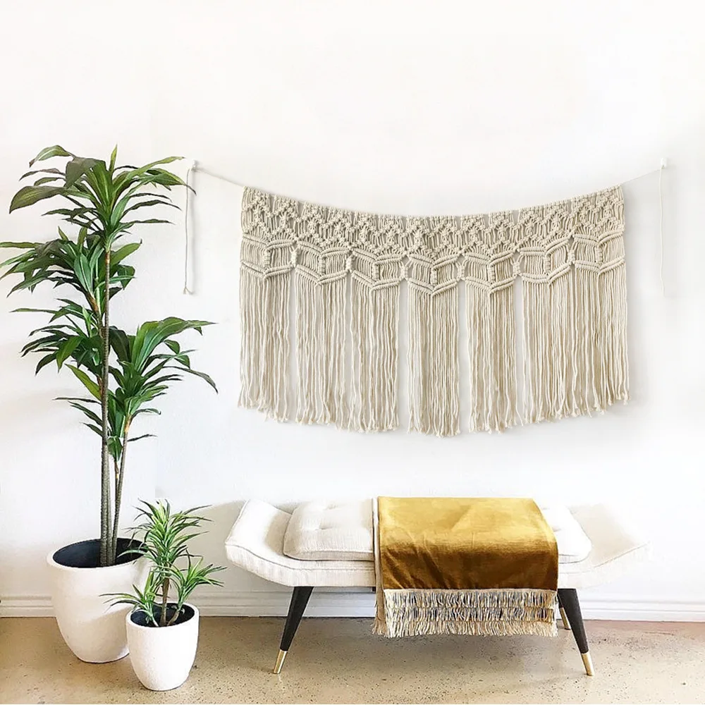 

Cotton Rope Woven Wall Hanging Macrame Tassels Home Decoration Tapestry