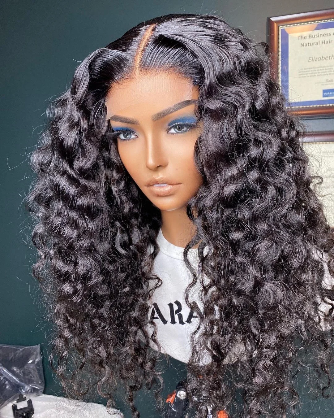 

Human Hair Natural Color Water Wave Full Lace Wigs Brazilion Virgin Hair Transparent Swiss Lace Front Wigs for Black Women
