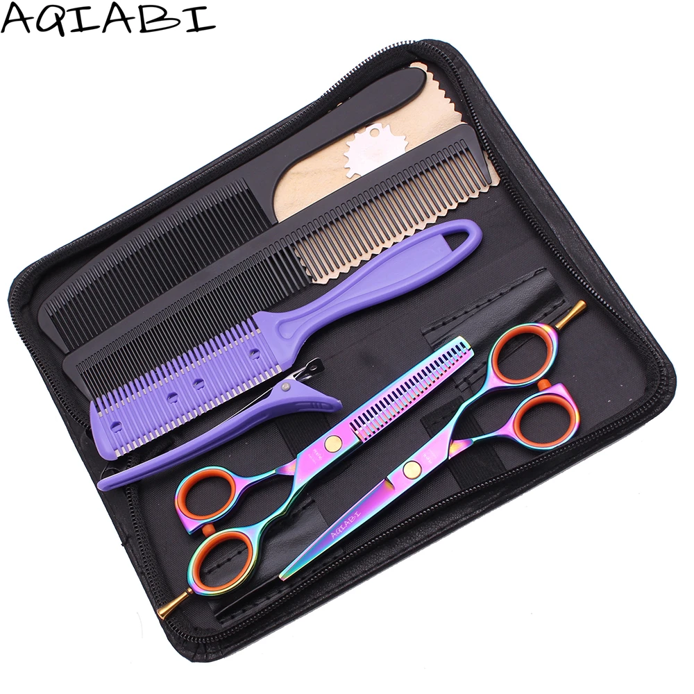 

Professional Hairdresser Scissors 5.5" AQIABI JP Steel Hair Cutting Shears Barber Hair Scissors Multi-color A1014