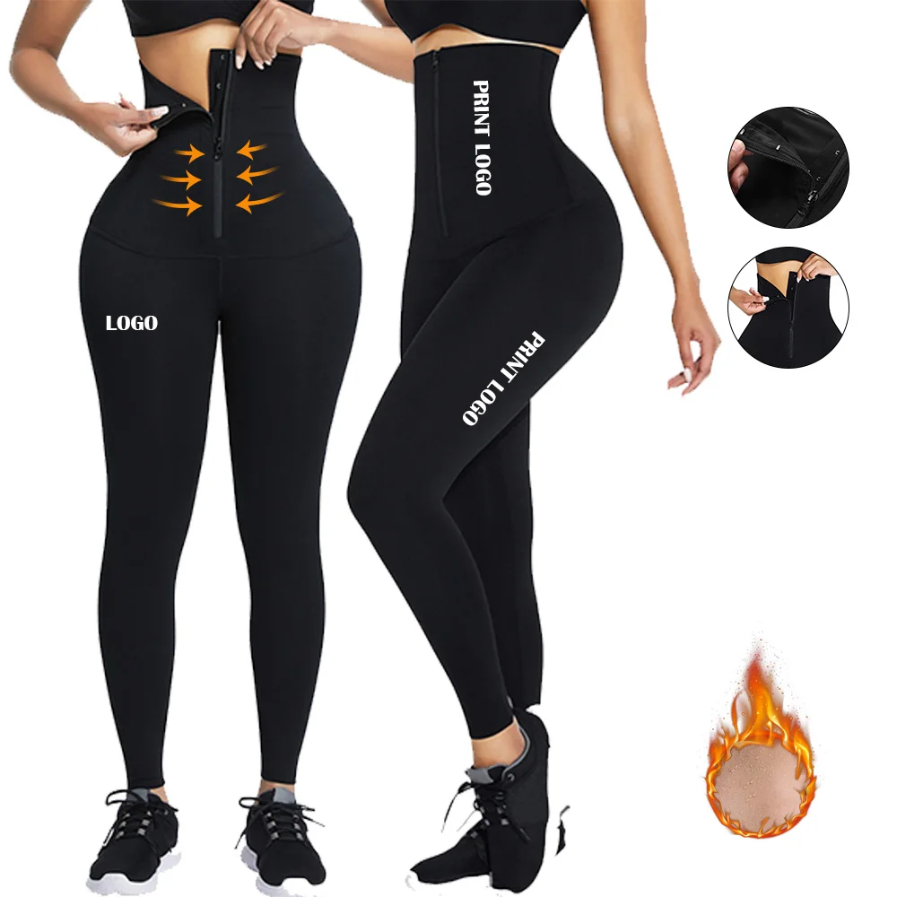 

WAISTDEAR HEXIN Breathable Tummy Control Zipper And 3 Hooks Yoga Pants Waist Trainer Trimmer Yoga Leggings