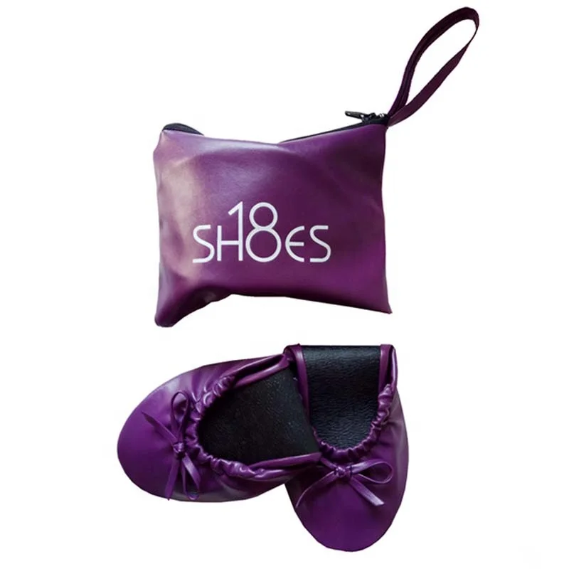 
Top selling girls folding wedding gift ballet flats with private logo printed foldable ballet flat wholesale 