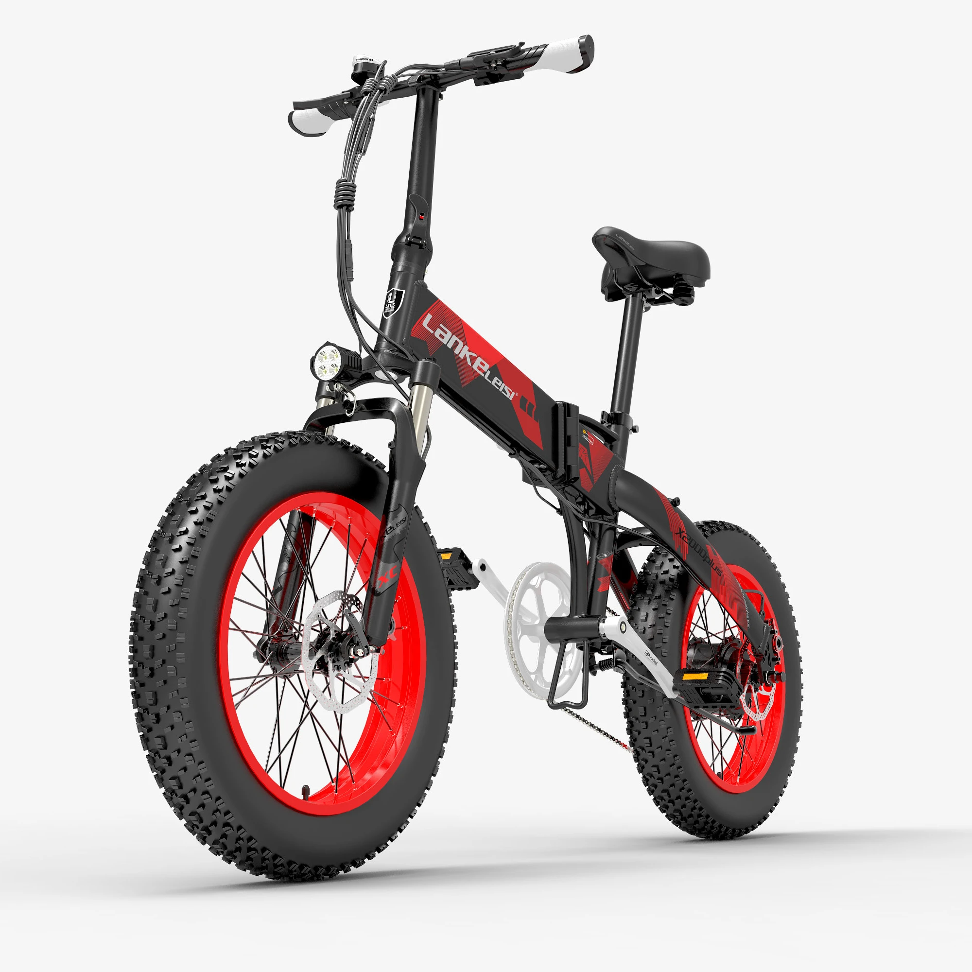 

Free shipping LANKELEISI X2000PLUS 1000w 20" foldable electric mountain bike for adult EU 48V 12.8Ah 7 speed electric city ebike, Black red/black grey