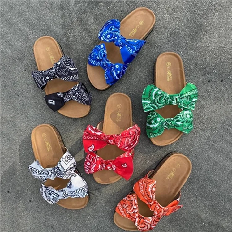 

The latest design female sandals flat shoes ladies summer sandals women slipper with bowknot