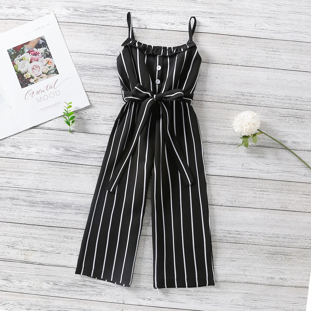 

Summer Kids Baby Girls Clothes Striped Jumpsuit Sleeveless Strap Overalls Long Pants One-pieces Outfits