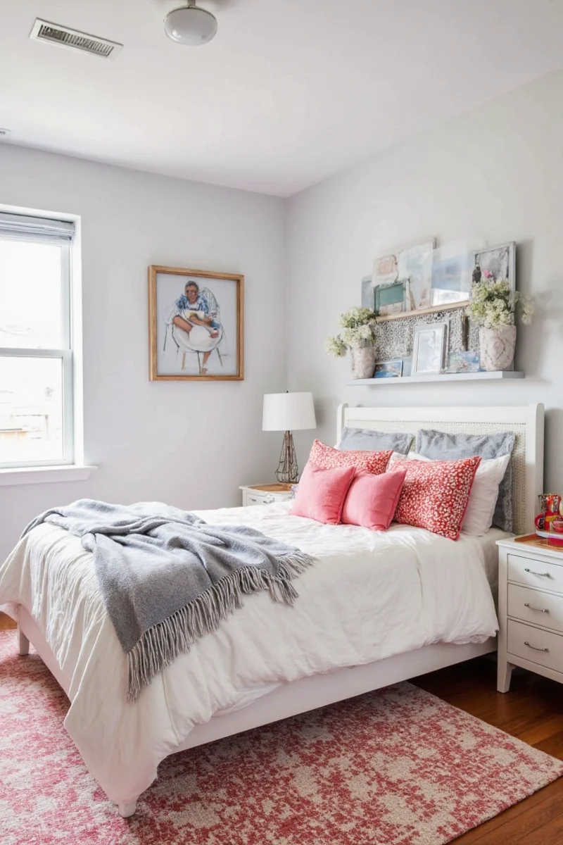 Cozy reading nook with oversized pillows and blanket
