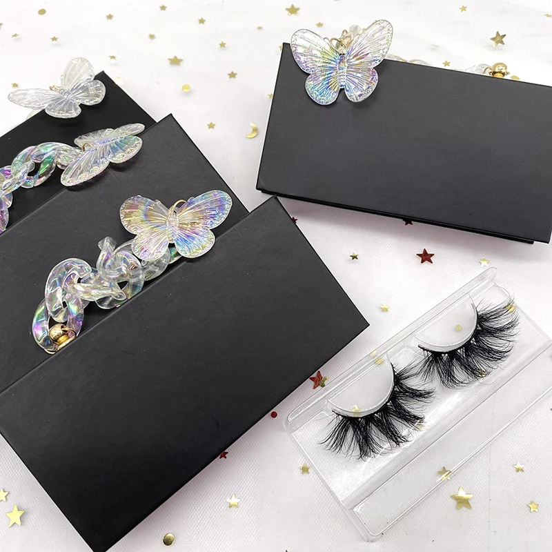 

Top selling mink eyelashes 3d 25mm real mink lashes in private label magnetic box with chain
