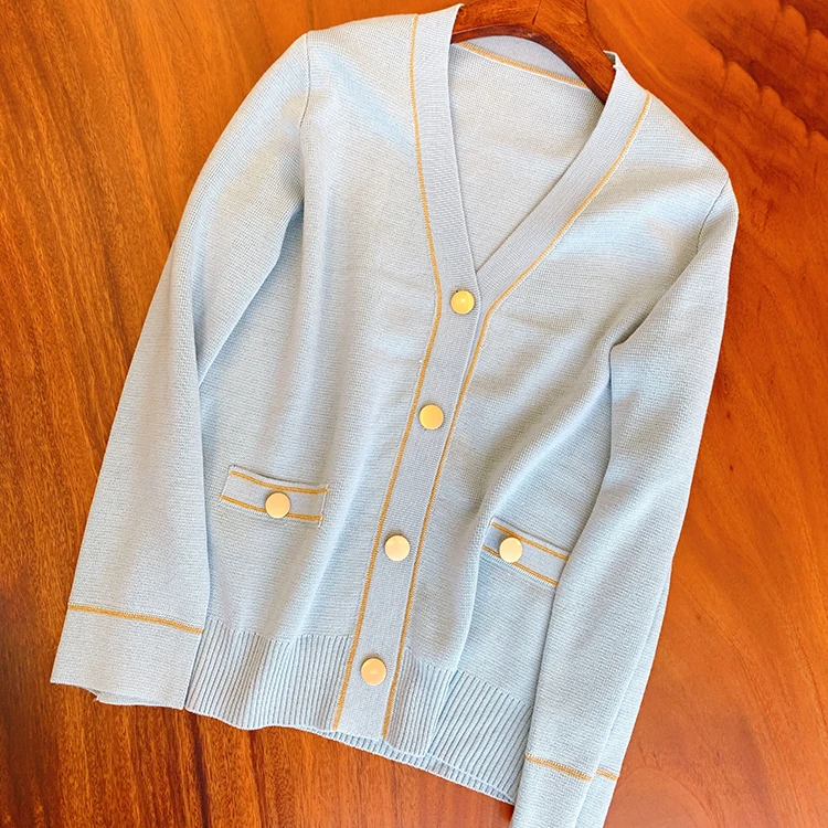 

2020 New Arrivals Women Long sleeve v neck Autumn Knitted Sweater Women cardigan