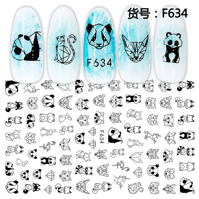 

F634-F643 Hot Selling 3D Cartoon Manicure Wraps back glue nail art stickers brand