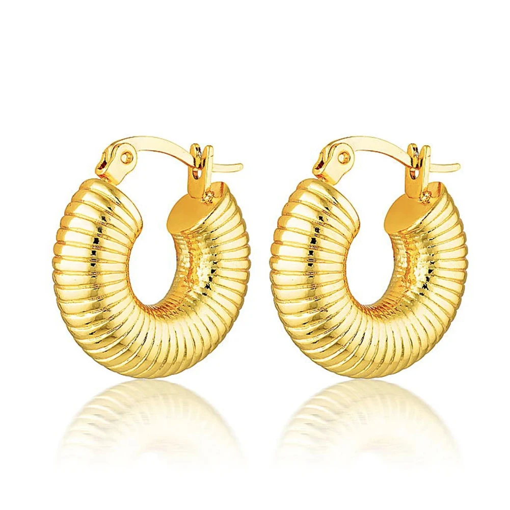 

High End 18K Gold Plated Snail Hollow Hoop Earrings for Women Stainless Steel Earrings Wholesale