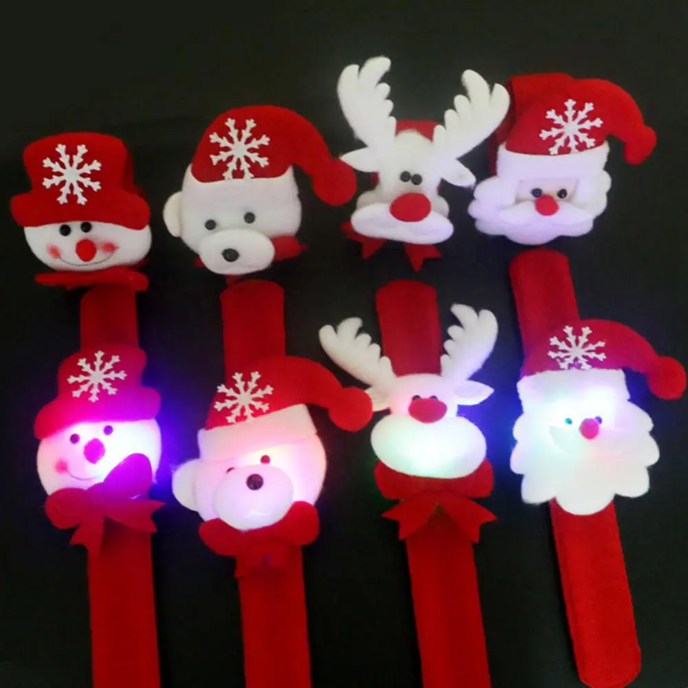 

Free Shipping LED Light Glow Christmas Ornaments Kids Gift Xmas Slap Circle Bracelet New Year Decoration Wrist Band Dazzling Toy