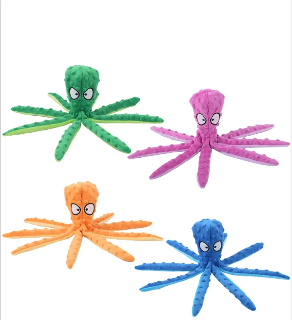 

Hot selling Octopus Shape No Stuffing Crinkle Plush Pet Chew Toys Durable Interactive Dog Cute Toy Squeaky Toys