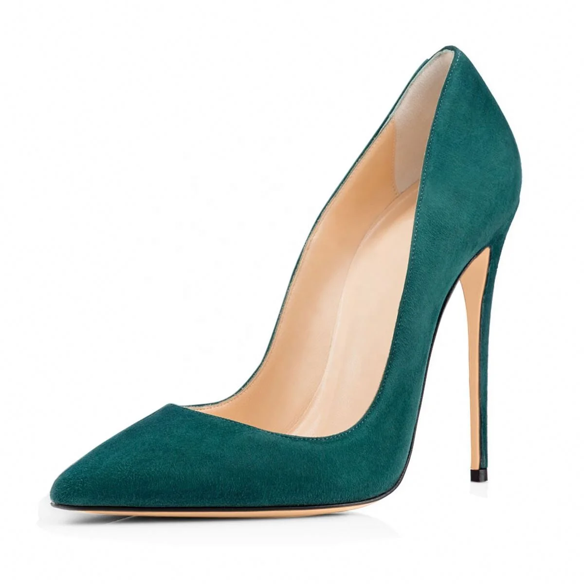 

Plus Size Factory Wholesale Price Suede Upper High Heel Shoes Women High-quality Stiletto Heels New Arrivals For Women 2021, Black,green, blackish green