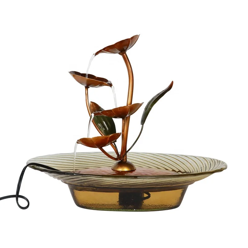 

Liffy Metal Flower Glass Water Fountain Desktop Water Fountain Home Decoration, Vintage gold