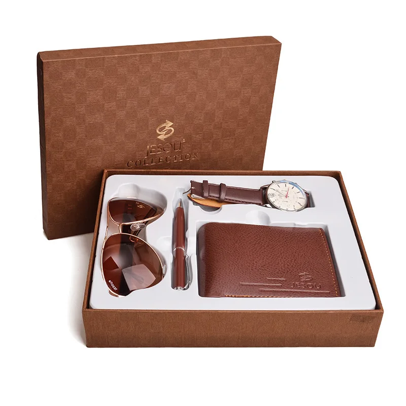 

Business Gift Set Fashion Glasses Quartz Watch Multi-Card Bit Wallet Father's Day Business Gift Box