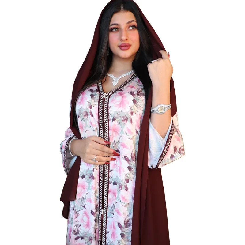 

YIWU XINYU fashion wholesale india women silk kaftan dress marocain abaya caftan arab jalabiya muslim dress 2021 dubai