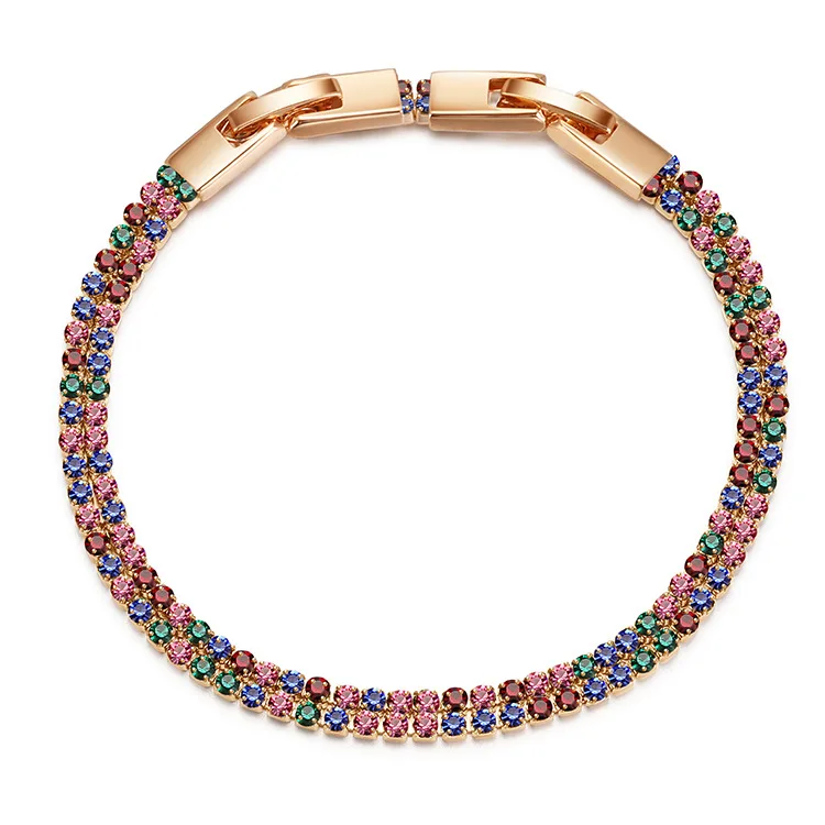 

Charare Double Row Colorful Zircon Copper 18K Gold Bracelet, Picture