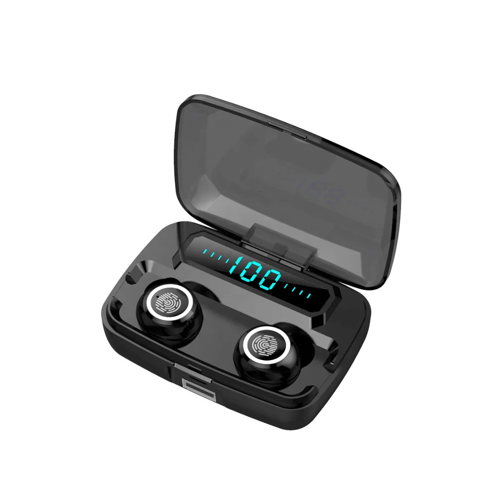 

Professional Factory Touch Waterproof Noise Cancel Led Digital Light Wireless Earbuds Mini, Black