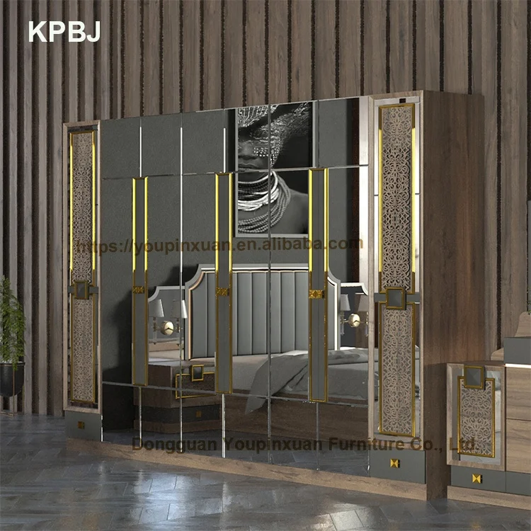 
Top Quality Modern Wood MDF Full Size Bedroom Furniture Mirrored Bedroom Sets 